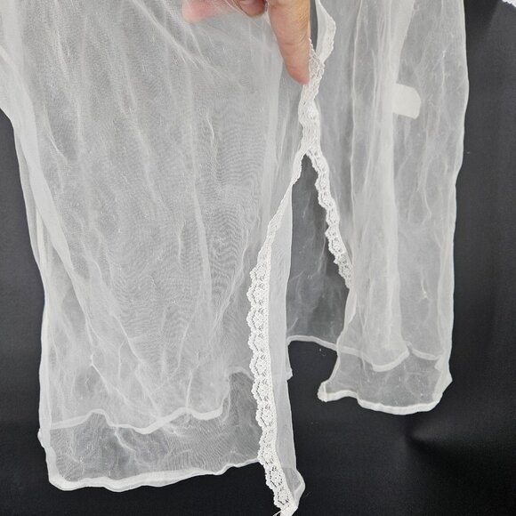 Vintage Sears Sheer Robe Womens Large Nylon Lace Trim Lingerie Made USA 70s - Picture 3 of 8